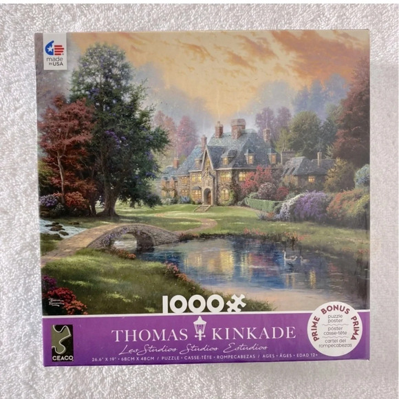CEACO Thomas Kinkade Leo Studios 1000 PC Landscape Puzzle With Poster  NEW - Picture 1 of 16